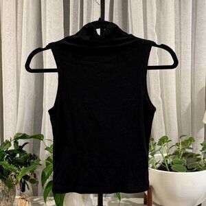 Commence Black Ribbed Mock Neck Sleeveless Top Minimalist
